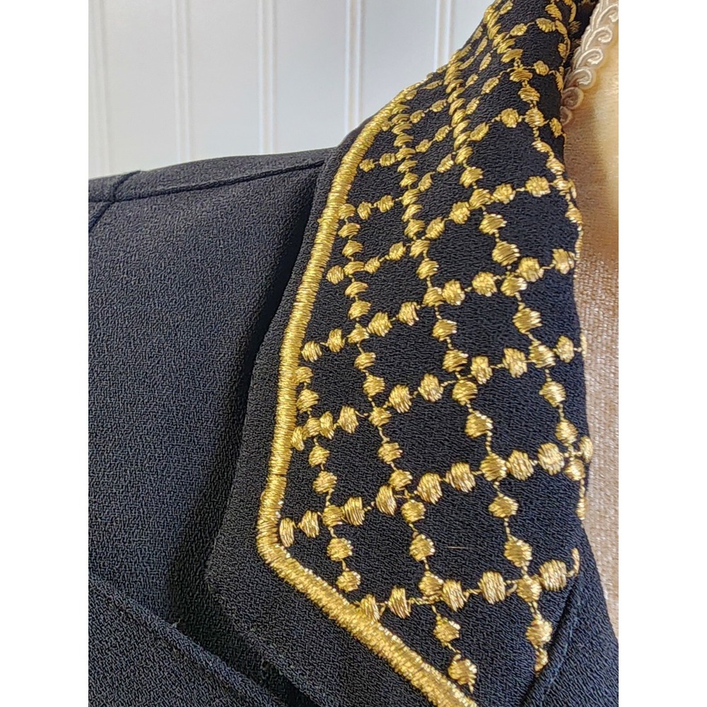 JENNA BLACK GOLD Woman's Embroidered BLAZER JACKET BUTTON size 6 - Picture 3 of 10